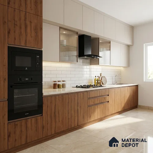 Wooden Look LM 01750 Indian Teak 8 ft x 4 ft Suede Finish Decorative Laminate - 1 mm | Suitable for TV Unit, Wardrobe, Kitchen Cabinets