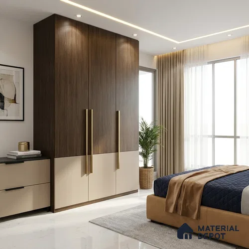 Wooden Look LM 01755 Deep Meranti 8 ft x 4 ft Suede Finish Decorative Laminate - 1 mm | Suitable for TV Unit, Wardrobe, Kitchen Cabinets