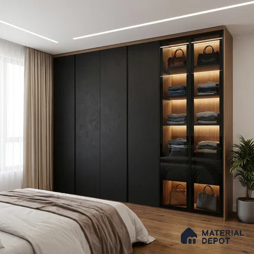 Solid Colors Look LM 01760 Jet Black 8 ft x 4 ft Suede Finish Decorative Laminate - 1 mm | Suitable for Living Room, Kitchen, Office