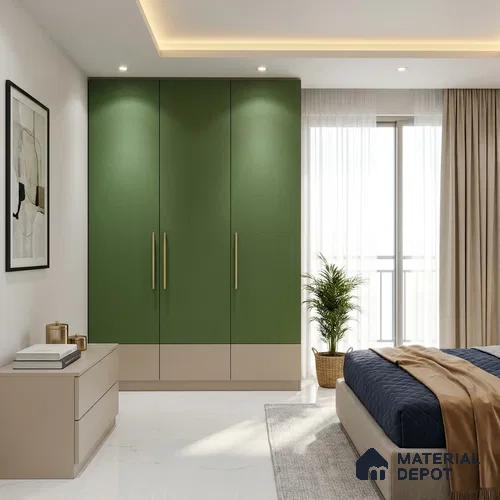 Solid Colors Look LM 01771 Parrot Green 8 ft x 4 ft Suede Finish Decorative Laminate - 1 mm | Suitable for Living Room, Kitchen, Office
