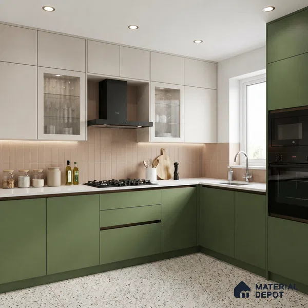 Solid Colors Look LM 01771 Parrot Green 8 ft x 4 ft Suede Finish Decorative Laminate - 1 mm | Suitable for Living Room, Kitchen, Office