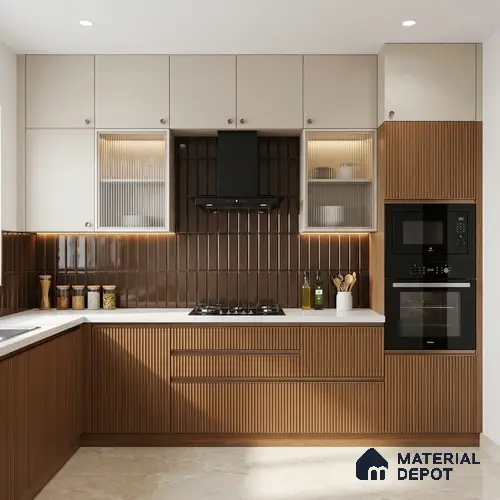 Wooden Look LM 02781 Teakasa 8 ft x 4 ft Louvers Finish Decorative Laminate - 1 mm | Suitable for TV Unit, Wardrobe, Kitchen Cabinets