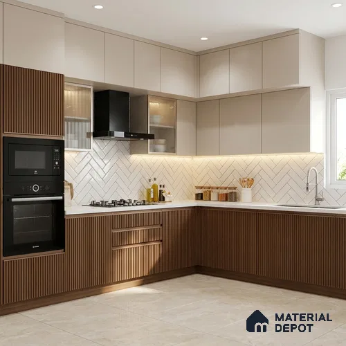 Wooden Look LM 02782 Teakasa 8 ft x 4 ft Louvers Finish Decorative Laminate - 1 mm | Suitable for TV Unit, Wardrobe, Kitchen Cabinets