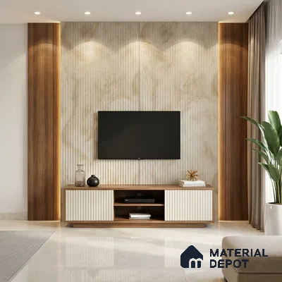 Beige Marble Look LM 02786 Volcano Marble 8 ft x 4 ft Glassious Flute Finish Decorative Laminate - 1 mm | Suitable for TV Unit, Wardrobe, Kitchen Cabinets