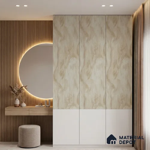 Beige Marble Look LM 02786 Volcano Marble 8 ft x 4 ft Glassious Flute Finish Decorative Laminate - 1 mm | Suitable for TV Unit, Wardrobe, Kitchen Cabinets