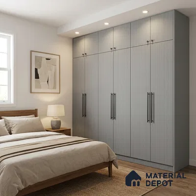 Grey Marble Look LM 02791 Light Grey 8 ft x 4 ft Flute Finish Decorative Laminate - 1 mm | Suitable for TV Unit, Wardrobe, Kitchen Cabinets