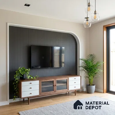 Grey Marble Look LM 02792 Dark Grey 8 ft x 4 ft Flute Finish Decorative Laminate - 1 mm | Suitable for TV Unit, Wardrobe, Kitchen Cabinets