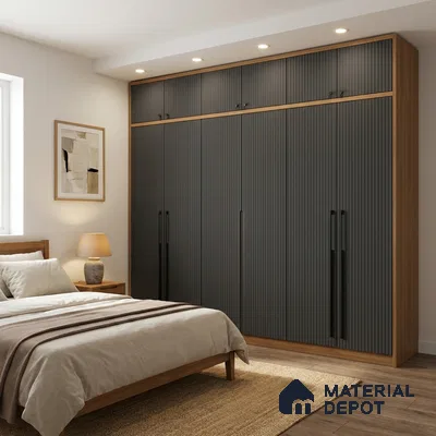Grey Marble Look LM 02792 Dark Grey 8 ft x 4 ft Flute Finish Decorative Laminate - 1 mm | Suitable for TV Unit, Wardrobe, Kitchen Cabinets