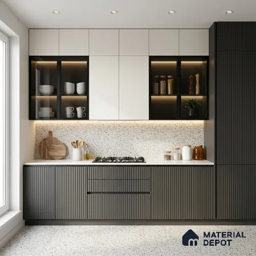 Grey Marble Look LM 02792 Dark Grey 8 ft x 4 ft Flute Finish Decorative Laminate - 1 mm | Suitable for TV Unit, Wardrobe, Kitchen Cabinets