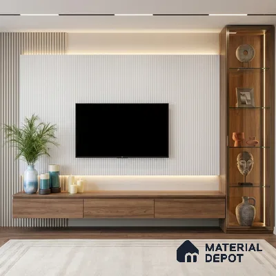 White Marble Look LM 02793 Frosty White 8 ft x 4 ft Flute Finish Decorative Laminate - 1 mm | Suitable for TV Unit, Wardrobe, Kitchen Cabinets