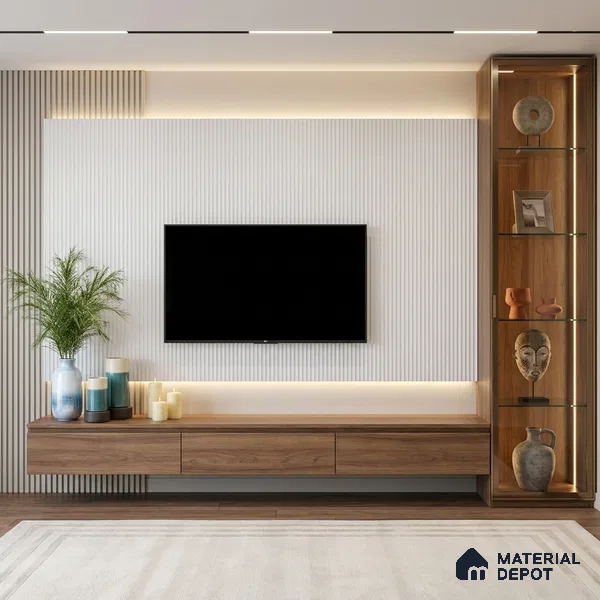 White Marble Look LM 02793 Frosty White 8 ft x 4 ft Flute Finish Decorative Laminate - 1 mm | Suitable for TV Unit, Wardrobe, Kitchen Cabinets