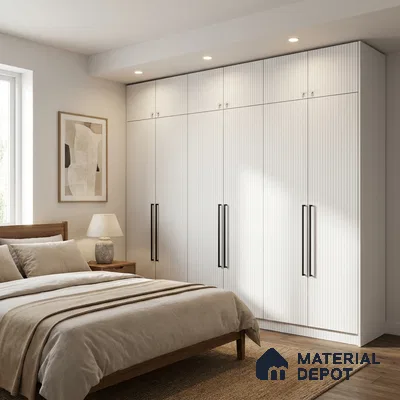 White Marble Look LM 02793 Frosty White 8 ft x 4 ft Flute Finish Decorative Laminate - 1 mm | Suitable for TV Unit, Wardrobe, Kitchen Cabinets