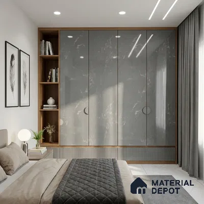 Grey Marble Look LM 02797 Grey Panda Marble 8 ft x 4 ft Mirror Glossy Finish Decorative Laminate - 1 mm | Suitable for TV Unit, Wardrobe, Kitchen Cabinets