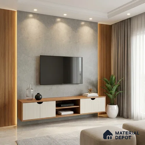 Grey Marble Look LM 02802 Cementro Light 8 ft x 4 ft Zero Soft Matt Finish Decorative Laminate - 1 mm | Suitable for TV Unit, Wardrobe, Kitchen Cabinets