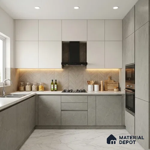 Grey Marble Look LM 02802 Cementro Light 8 ft x 4 ft Zero Soft Matt Finish Decorative Laminate - 1 mm | Suitable for TV Unit, Wardrobe, Kitchen Cabinets