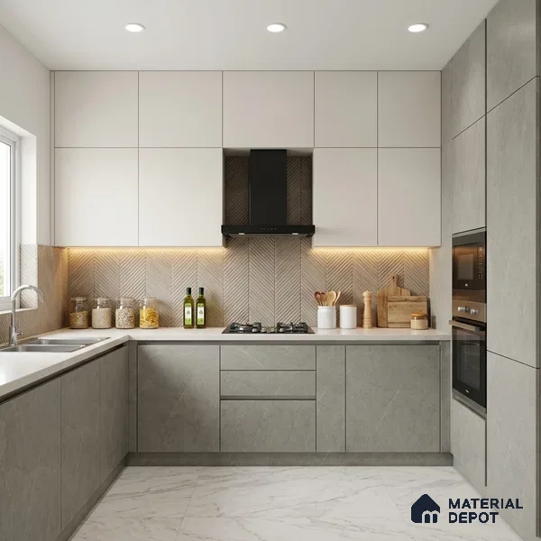 Grey Marble Look LM 02802 Cementro Light 8 ft x 4 ft Zero Soft Matt Finish Decorative Laminate - 1 mm | Suitable for TV Unit, Wardrobe, Kitchen Cabinets