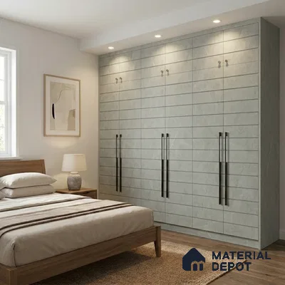Grey Marble Look LM 02807 Cementro Light 8 ft x 4 ft Thermal Stone Edge Finish Decorative Laminate - 1 mm | Suitable for TV Unit, Wardrobe, Kitchen Cabinets