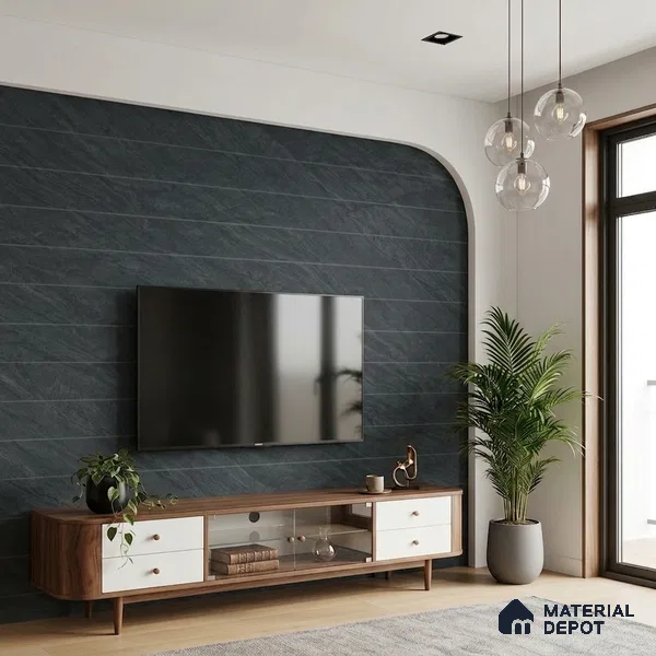 Grey Marble Look LM 02808 Calatorano Marble 8 ft x 4 ft Thermal Stone Edge Finish Decorative Laminate - 1 mm | Suitable for TV Unit, Wardrobe, Kitchen Cabinets