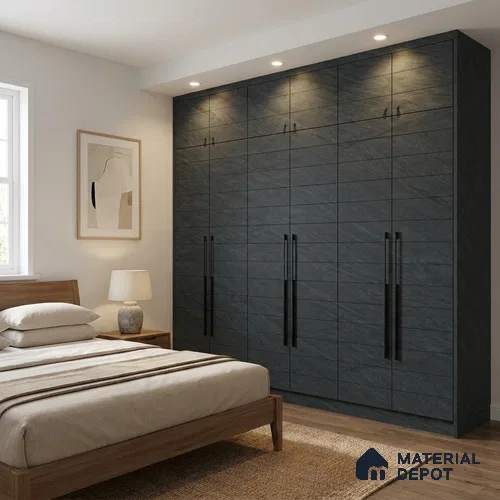 Grey Marble Look LM 02808 Calatorano Marble 8 ft x 4 ft Thermal Stone Edge Finish Decorative Laminate - 1 mm | Suitable for TV Unit, Wardrobe, Kitchen Cabinets