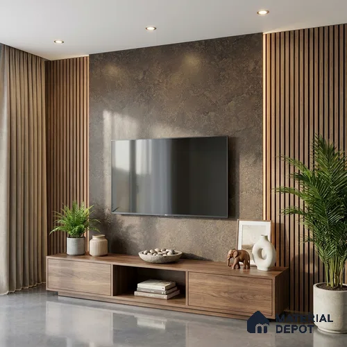 Brown Marble Look LM 02810 Desserto Dark 8 ft x 4 ft Surenity Fusion Finish Decorative Laminate - 1 mm | Suitable for TV Unit, Wardrobe, Kitchen Cabinets