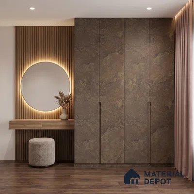 Brown Marble Look LM 02810 Desserto Dark 8 ft x 4 ft Surenity Fusion Finish Decorative Laminate - 1 mm | Suitable for TV Unit, Wardrobe, Kitchen Cabinets