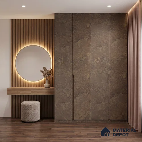 Brown Marble Look LM 02810 Desserto Dark 8 ft x 4 ft Surenity Fusion Finish Decorative Laminate - 1 mm | Suitable for TV Unit, Wardrobe, Kitchen Cabinets