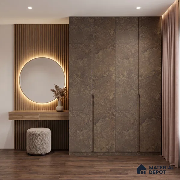 Brown Marble Look LM 02810 Desserto Dark 8 ft x 4 ft Surenity Fusion Finish Decorative Laminate - 1 mm | Suitable for TV Unit, Wardrobe, Kitchen Cabinets