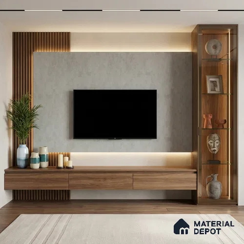 Grey Marble Look LM 02812 Tuffalo Light 8 ft x 4 ft Natural Thermal Stone Finish Decorative Laminate - 1 mm | Suitable for TV Unit, Wardrobe, Kitchen Cabinets