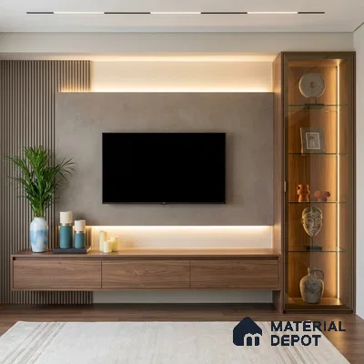 Grey Marble Look LM 02815 Concrete Ivory 8 ft x 4 ft Sand Stone Finish Decorative Laminate - 1 mm | Suitable for TV Unit, Wardrobe, Kitchen Cabinets