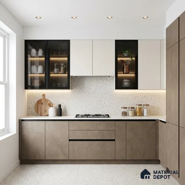 Grey Marble Look LM 02815 Concrete Ivory 8 ft x 4 ft Sand Stone Finish Decorative Laminate - 1 mm | Suitable for TV Unit, Wardrobe, Kitchen Cabinets