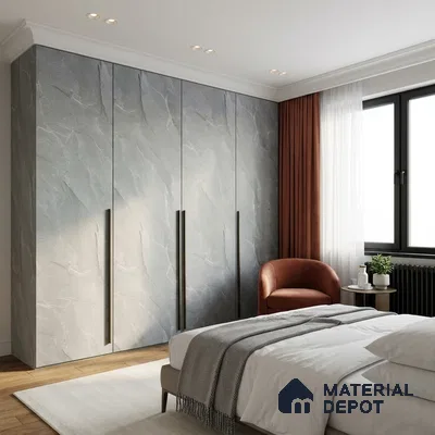 Grey Marble Look LM 02817 Tundra Light 8 ft x 4 ft River Pebble Stone Finish Decorative Laminate - 1 mm | Suitable for TV Unit, Wardrobe, Kitchen Cabinets