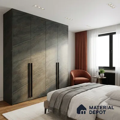 Grey Marble Look LM 02818 Darkened Rock 8 ft x 4 ft Fine Sand Stone Finish Decorative Laminate - 1 mm | Suitable for TV Unit, Wardrobe, Kitchen Cabinets