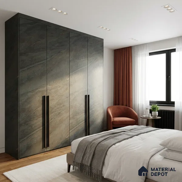 Grey Marble Look LM 02818 Darkened Rock 8 ft x 4 ft Fine Sand Stone Finish Decorative Laminate - 1 mm | Suitable for TV Unit, Wardrobe, Kitchen Cabinets
