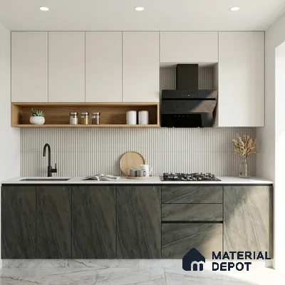 Grey Marble Look LM 02818 Darkened Rock 8 ft x 4 ft Fine Sand Stone Finish Decorative Laminate - 1 mm | Suitable for TV Unit, Wardrobe, Kitchen Cabinets