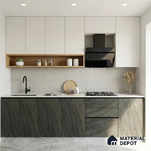 Grey Marble Look LM 02818 Darkened Rock 8 ft x 4 ft Fine Sand Stone Finish Decorative Laminate - 1 mm | Suitable for TV Unit, Wardrobe, Kitchen Cabinets