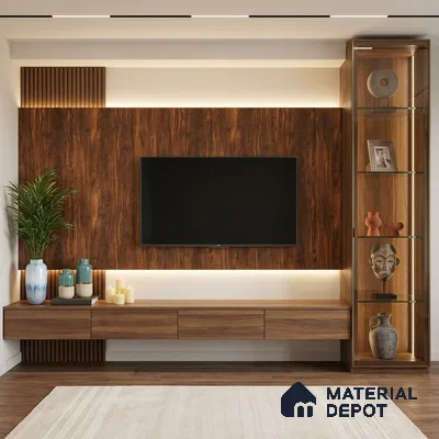 Wooden Look LM 02819 Bronze Musk 8 ft x 4 ft Fine Sand Stone Finish Decorative Laminate - 1 mm | Suitable for TV Unit, Wardrobe, Kitchen Cabinets