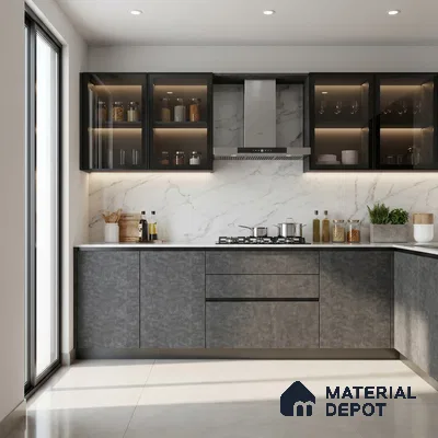 Grey Marble Look LM 02820 Sure Silver 8 ft x 4 ft Fine Sand Stone Finish Decorative Laminate - 1 mm | Suitable for TV Unit, Wardrobe, Kitchen Cabinets