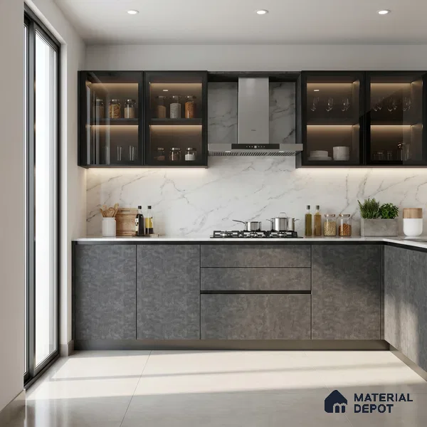 Grey Marble Look LM 02820 Sure Silver 8 ft x 4 ft Fine Sand Stone Finish Decorative Laminate - 1 mm | Suitable for TV Unit, Wardrobe, Kitchen Cabinets