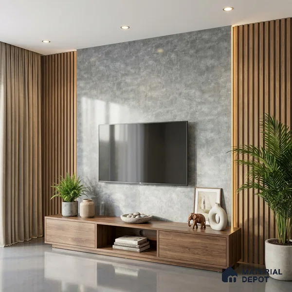 Grey Marble Look LM 02821 Sure Gravel 8 ft x 4 ft Fine Sand Stone Finish Decorative Laminate - 1 mm | Suitable for TV Unit, Wardrobe, Kitchen Cabinets