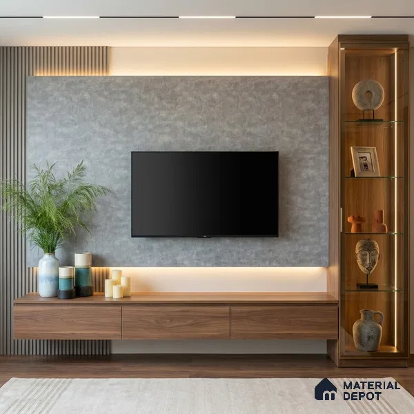 Grey Marble Look LM 02821 Sure Gravel 8 ft x 4 ft Fine Sand Stone Finish Decorative Laminate - 1 mm | Suitable for TV Unit, Wardrobe, Kitchen Cabinets