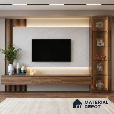 White Marble Look LM 02822 Essential Marmo 8 ft x 4 ft Stonem Finish Decorative Laminate - 1 mm | Suitable for TV Unit, Wardrobe, Kitchen Cabinets