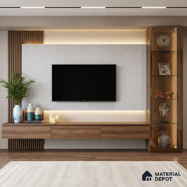 White Marble Look LM 02822 Essential Marmo 8 ft x 4 ft Stonem Finish Decorative Laminate - 1 mm | Suitable for TV Unit, Wardrobe, Kitchen Cabinets
