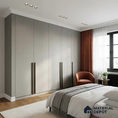 Textured Solid Look LM 02825 Light Grey 8 ft x 4 ft Stone Finish Decorative Laminate - 1 mm | Suitable for TV Unit, Wardrobe, Kitchen Cabinets