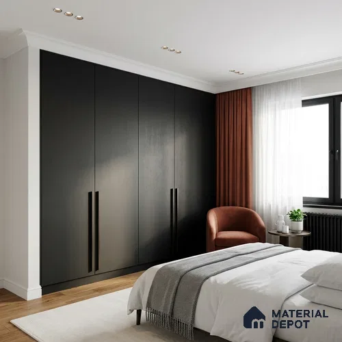 Textured Solid Look LM 02827 Natural Black 8 ft x 4 ft Stone Finish Decorative Laminate - 1 mm | Suitable for TV Unit, Wardrobe, Kitchen Cabinets