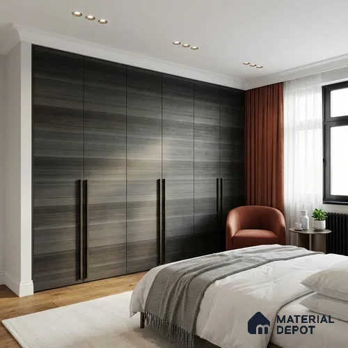 Wooden Look LM 02831 HZN 668 HZ Midnight Plank 8 ft x 4 ft Horizontal Natura Finish Decorative Laminate - 1 mm | Suitable for TV Unit, Wardrobe, Kitchen Cabinets