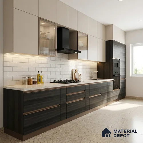 Wooden Look LM 02831 HZN 668 HZ Midnight Plank 8 ft x 4 ft Horizontal Natura Finish Decorative Laminate - 1 mm | Suitable for TV Unit, Wardrobe, Kitchen Cabinets