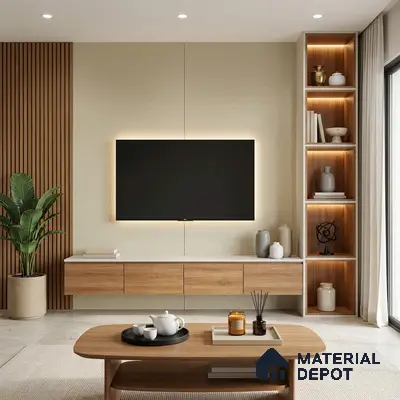 Beige Terrazzo Look LM 02832 Floral Fusion 8 ft x 4 ft Capella Finish Decorative Laminate - 1 mm | Suitable for TV Unit, Wardrobe, Kitchen Cabinets