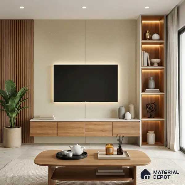 Beige Terrazzo Look LM 02832 Floral Fusion 8 ft x 4 ft Capella Finish Decorative Laminate - 1 mm | Suitable for TV Unit, Wardrobe, Kitchen Cabinets