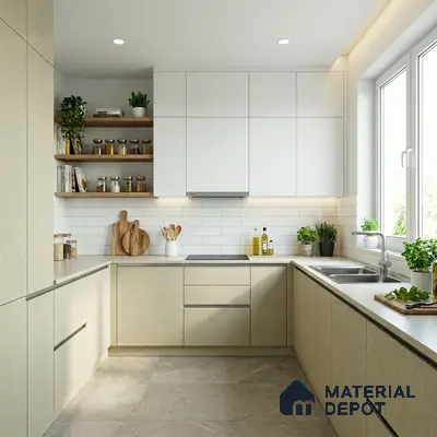 Beige Terrazzo Look LM 02832 Floral Fusion 8 ft x 4 ft Capella Finish Decorative Laminate - 1 mm | Suitable for TV Unit, Wardrobe, Kitchen Cabinets