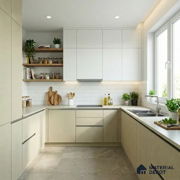 Beige Terrazzo Look LM 02832 Floral Fusion 8 ft x 4 ft Capella Finish Decorative Laminate - 1 mm | Suitable for TV Unit, Wardrobe, Kitchen Cabinets